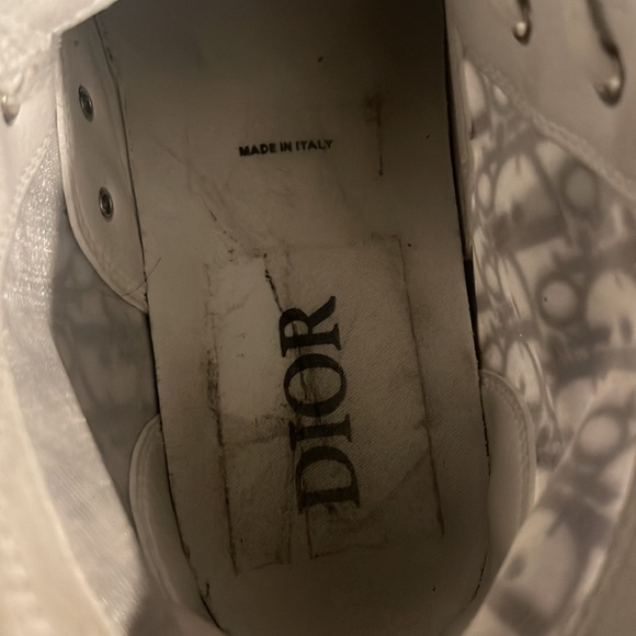 DIOR B23 HIGH TOP LOGO OBLIQUE WHITE BLACK CLEAR TRANSLUCENT SIZE 11/45 - Picture 4 of 7